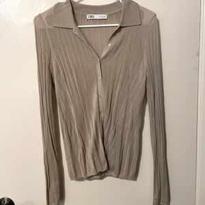 Zara soft stretchy button up